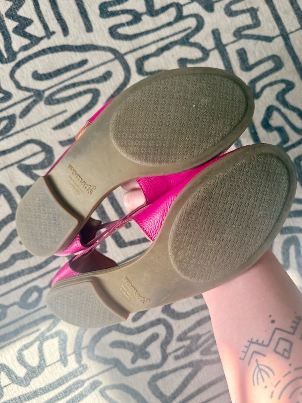 WOMADS Fuchsia Peep Toe Leather Shoe - Size 10 - Picture 8 of 10